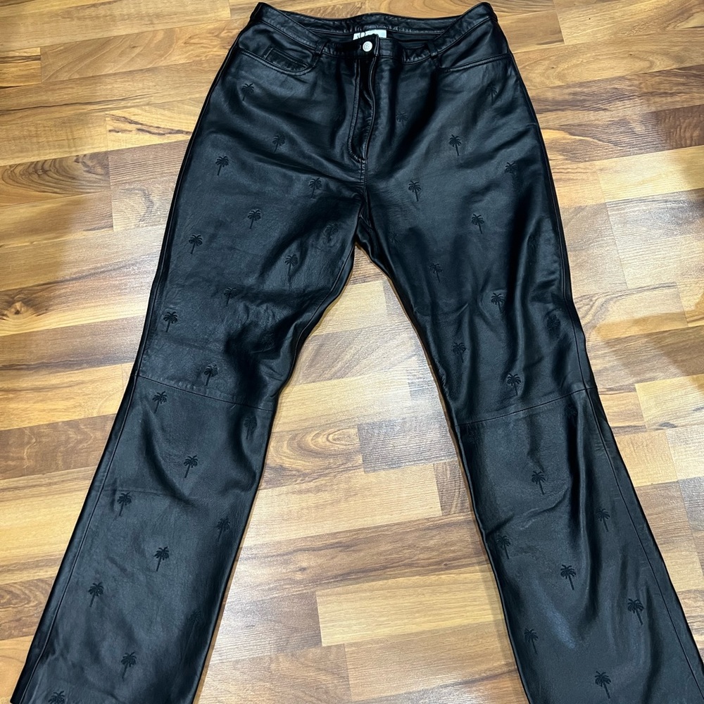 Lilly Pulitzer Palm Tree Leather straight leg pants, Sz 10